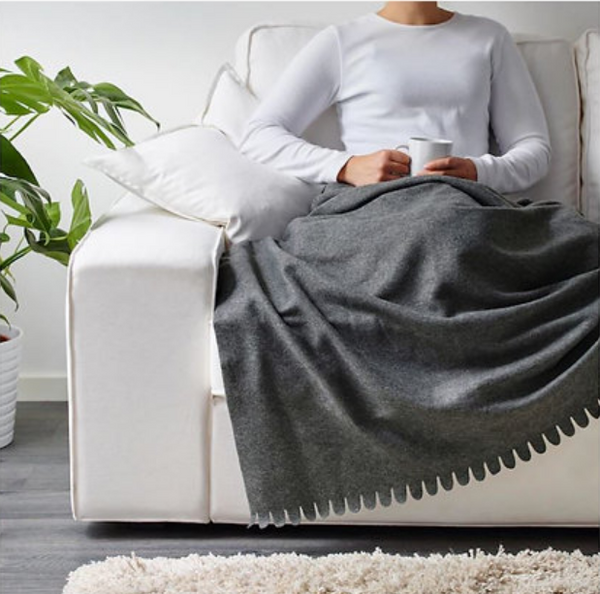 POLARVIDE Grey Throw/Blanket, 130×170 cm