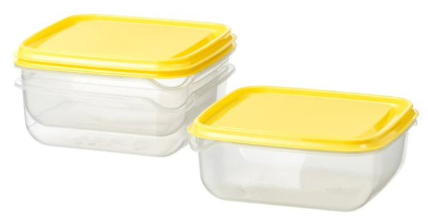 PRUTA IKEA Food container with lid, clear/yellow 750 ml