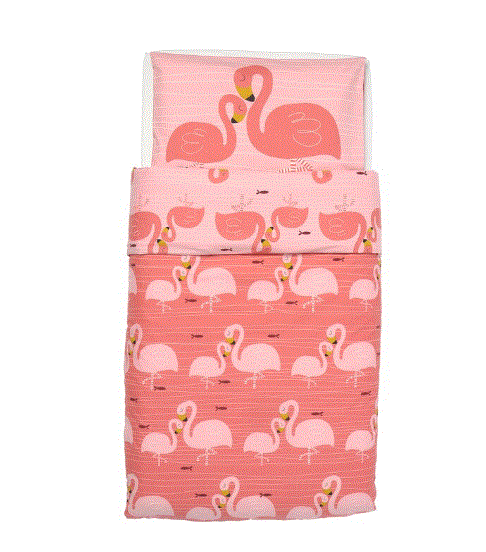 RORANDE Duvet cover 1 pillowcase, flamingo/pink, 110x125/35x55 cm