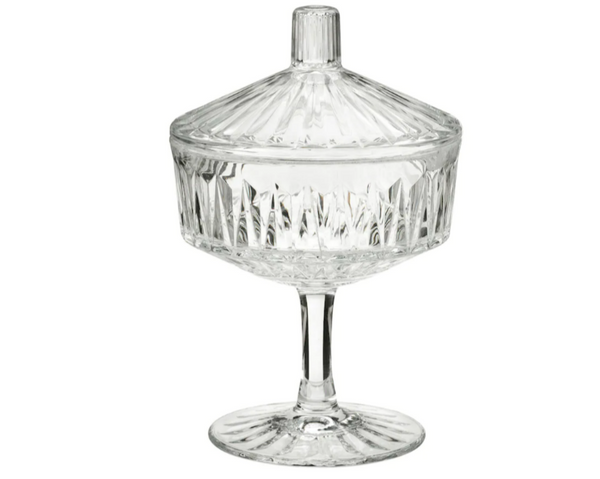 SÄLLSKAPLIG Bowl with lid, clear glass/patterned, 10 cm