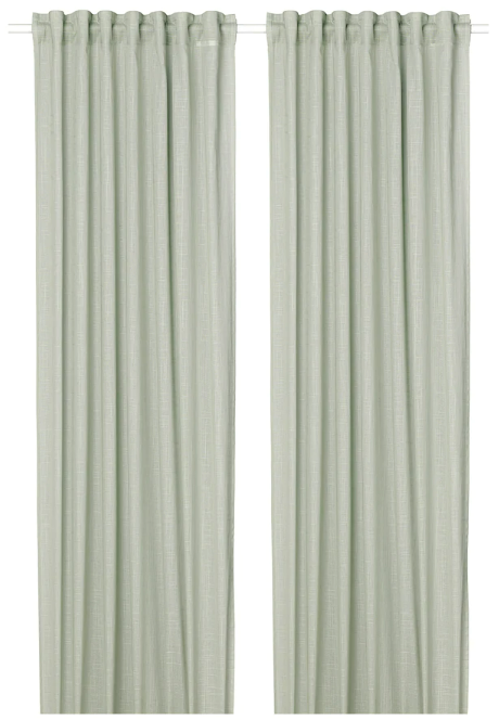 SILVERLÖNN Sheer curtains, 1 pair, light green, 145x300 cm