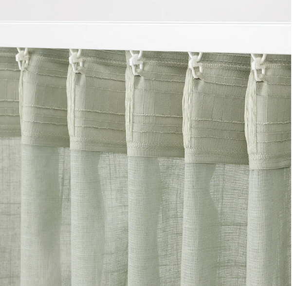 SILVERLÖNN Sheer curtains, 1 pair, light green, 145x300 cm