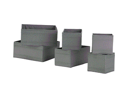 SKUBB Box, set of 6, dark grey