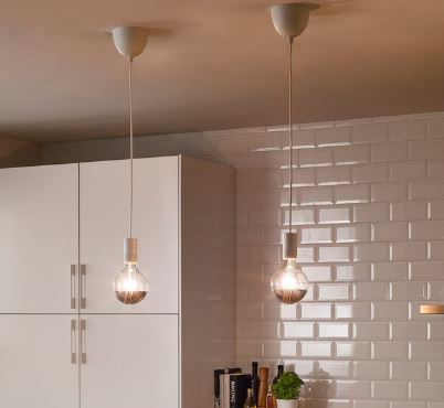 SUNNEBY IKEA Cord set, white textile 1.8 m