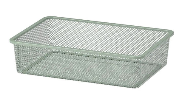 TROFAST Mesh storage box, light green-grey, 42x30x10 cm