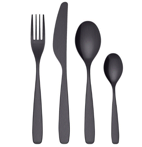 TILLAGD 24 piece cutlery set black