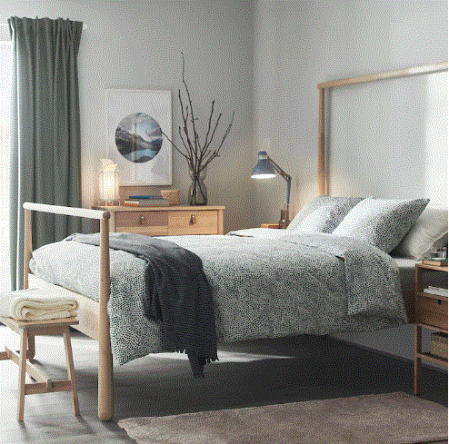 TRADKRASSULA Duvet cover & pillowcase, white/blue, 150x200/50x60 cm