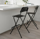 FRANKLIN Bar stool with backrest, foldable, black/black, 24 3/4 " (63 cm) >