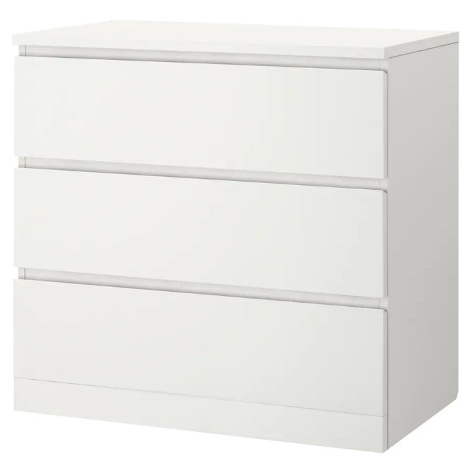 MALM Chest of 3 drawers, white, 80x78 cm