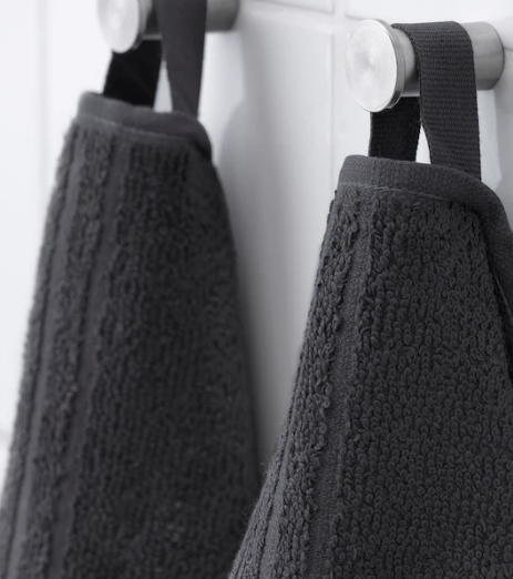 VAGSJON hand towel, dark grey, 50x100cm