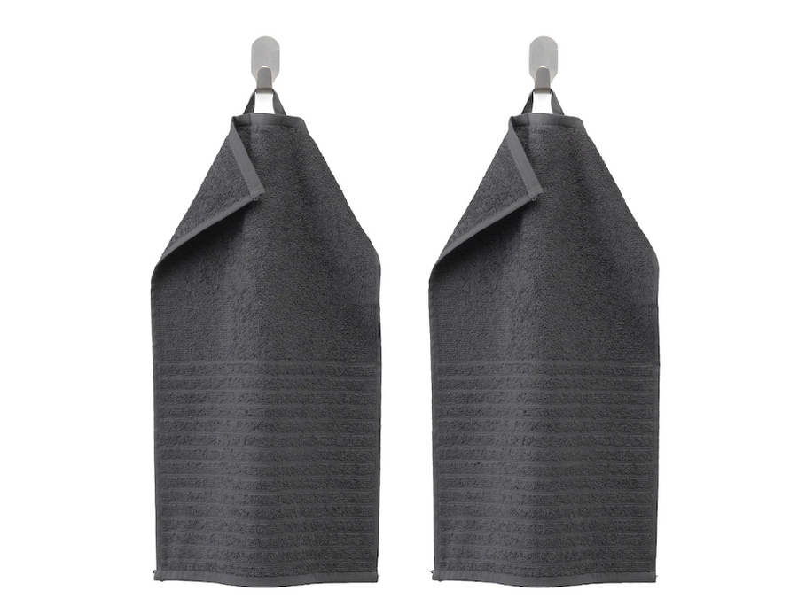 VAGSJON guest towel 30x50cm dark grey set of 2