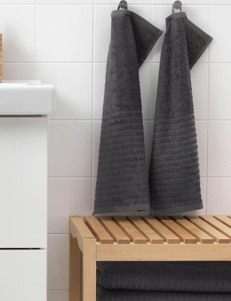 VAGSJON guest towel 30x50cm dark grey set of 2