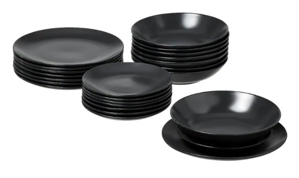 Dark Grey Ikea Plates Black Ambi Stoneware Charcoal Black Dinner