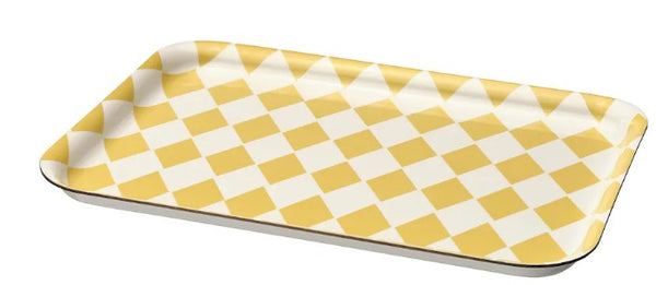 VÅRSIKLÖJA Tray, patterned white/light yellow, 20x28 cm