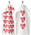 VINTERFINT Hand towel, heart pattern white/red, 40x70 cm