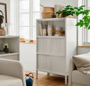 KALKNÄS Cabinet with sliding doors, white, 83x43x137 cm