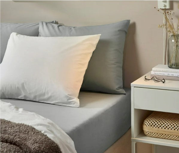 DVALA Fitted sheet, light grey, 180x200 cm
